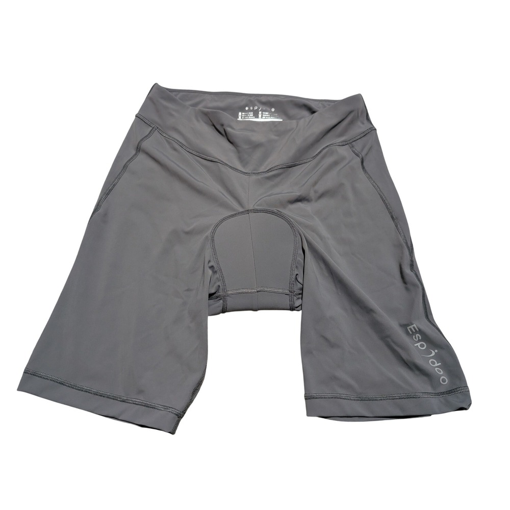 Espidoo Cycling Shorts‎ Women L Gray 3D Padded High Waist Bike Spinning Athletic